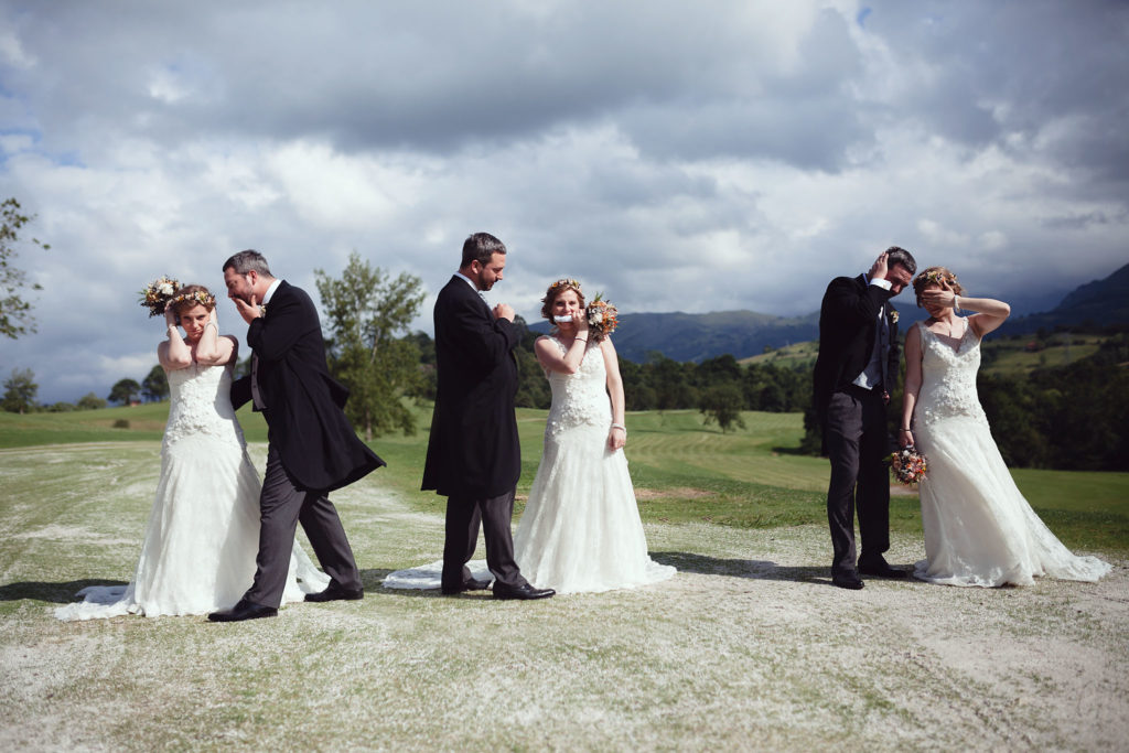 fotografo bodas boda Asturias sesion montaje creatividad nubes paisaje naturaleza